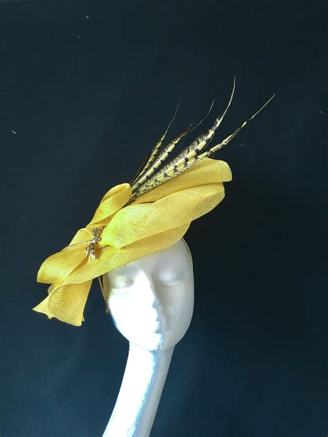 Lemon Yellow Fascinator Hat Wedding Hat Ladies Day Mother Of The Bride