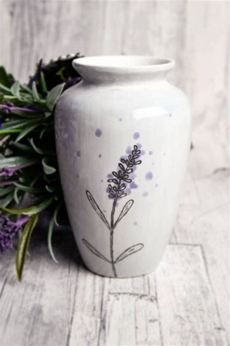 Vase Lavendel Handbemalte Keramik Keramik Bemalen Keramik