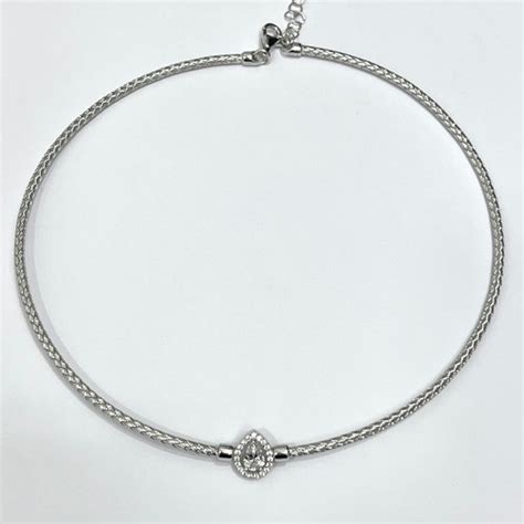 Gargantilla Tipo Choker Con Circonitas De Plata De Primera Ley Rodiada