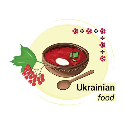 Dish Of National Ukrainian Cuisine Borscht In A Clay Plate Wooden