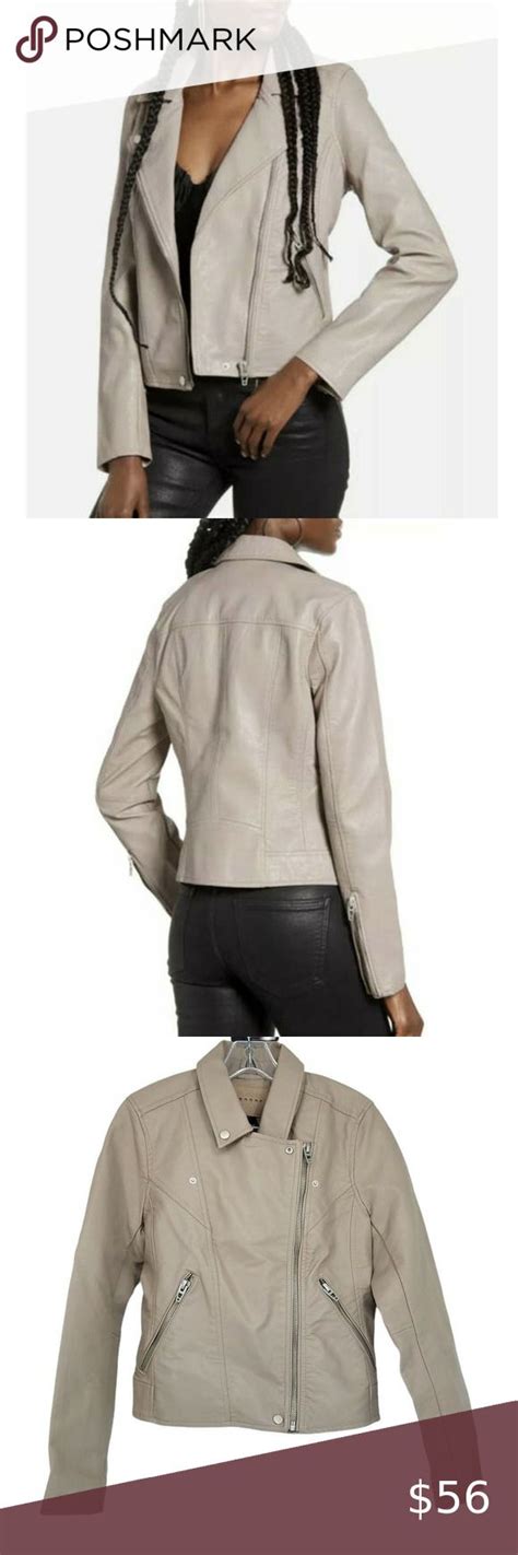 Blank Nyc Life Changer Moto Faux Leather Biker Jacket Fawn Medium New