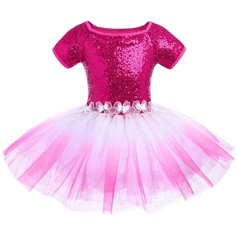 Fymnsi Ballet Leotard For Girls Toddler Kids Dance Dress Shiny Sequin