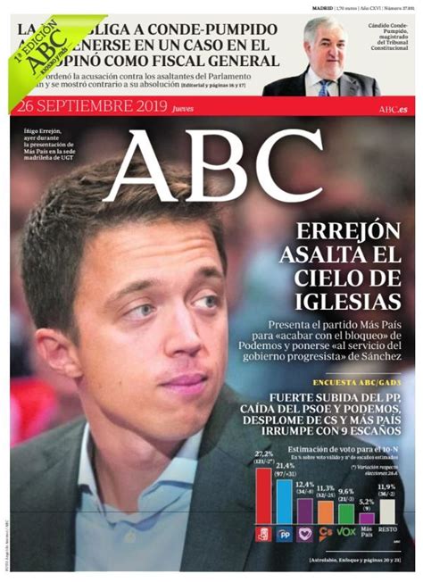 Portada De Abc Del Jueves De Septiembre Abc Incoming Call