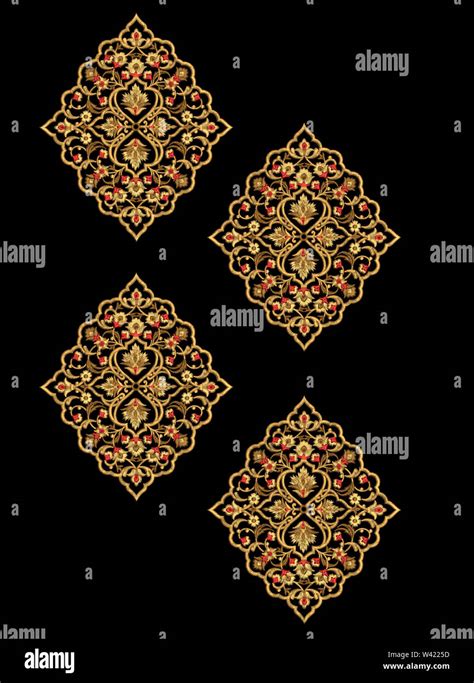 Embroidery Motif Textile Print Design For Mughal Art Manually ...