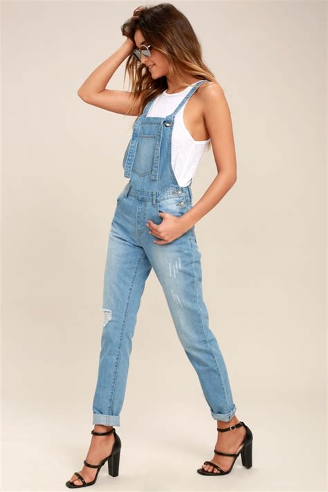 Cool Light Wash Overalls Distressed Overalls Denim Overalls 67 00