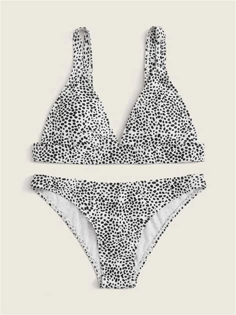 Dalmatian Print Triangle Bikini Swimsuit Bikinis Swimsuits Womens