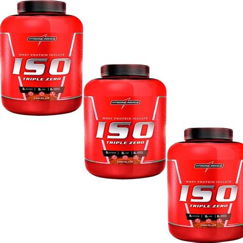 Kit 3x Whey Iso Triple Zero 1800g Chocolate Integralmédica Otimanutri