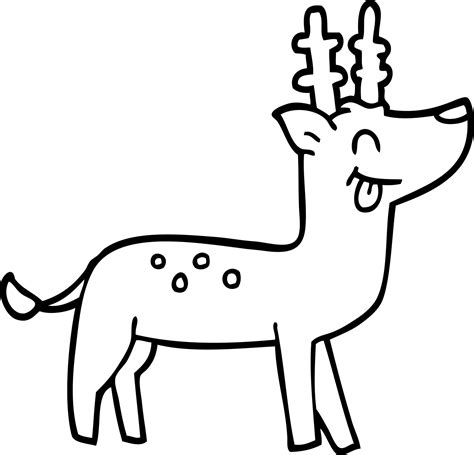 line drawing cartoon happy reindeer 12162034 Vector Art at Vecteezy