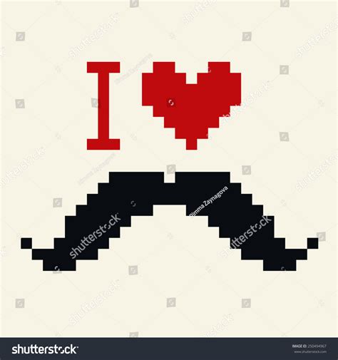 Mustache Art Pixel Vector Love Mustache Stock Vector (Royalty Free ...