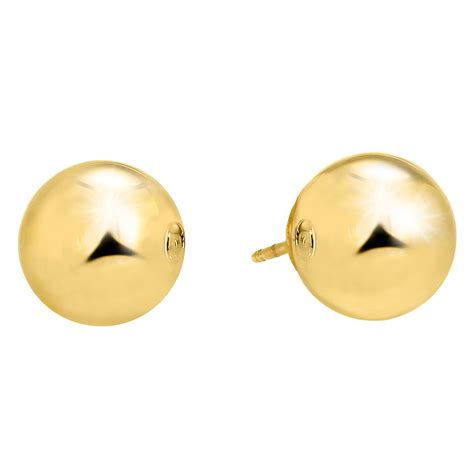 Jewelstop K Real Yellow Gold Stud Ball Earrings Mm Walmart