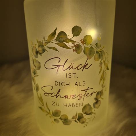 Lichtflasche Glück ist dich als Schwester zu haben Geschenk für