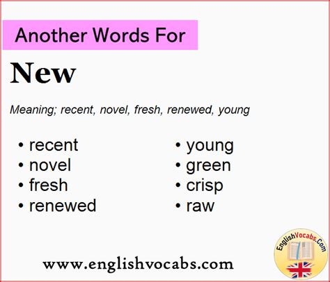 Another word for New, What is another word New - English Vocabs