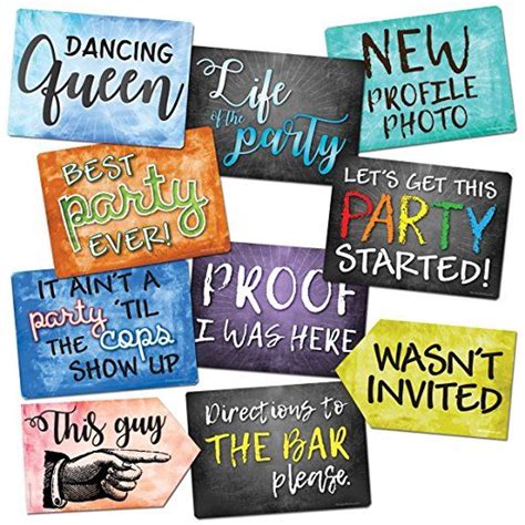 Plastic Photo Booth Prop Signs Set Of 10 Phrases Party Mix Photo Booth Props Photo Booth