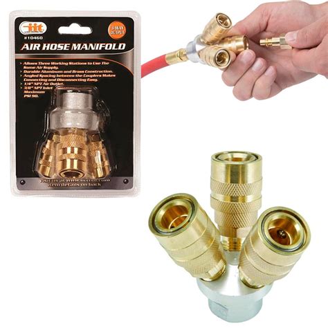 3 Way Quick Coupling Air Hose Splitter Manifold Quick Connector Brass