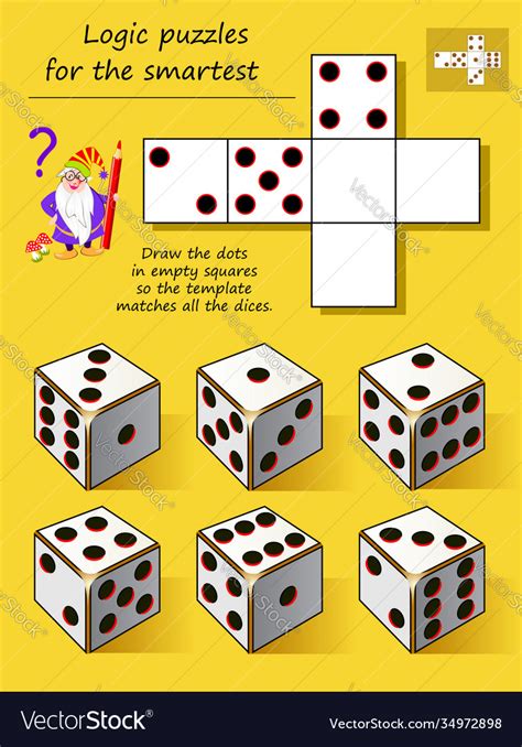 Logic puzzle game for smartest draw dots Vector Image