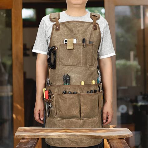 Woodworking Shop Apron Heavy Waxed Canvas Work Aprons For Men