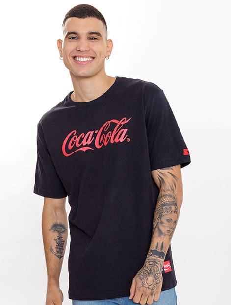 Camiseta Starter Collab Coca Cola Big Logo Front Back Preta Preto