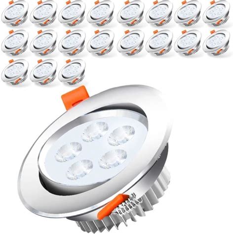 Spots Encastrables Led Ultra Plats 230v Lot De 20 Spots Encastrables Led Blanc Chaud 3200k 6w