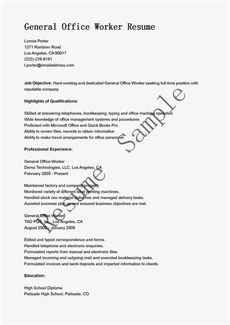 Resume Samples: General Office Worker Resume Sample