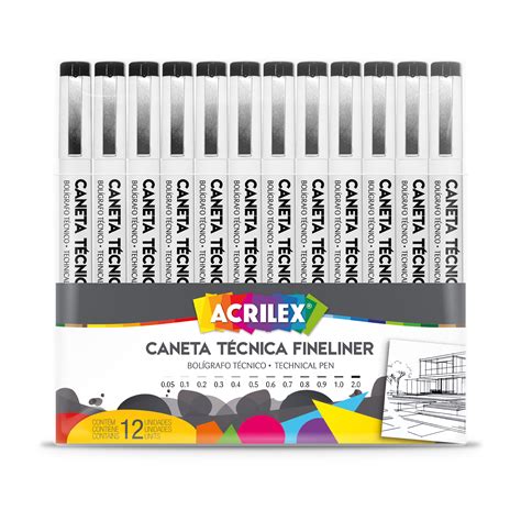 Caneta T Cnica Fineliner Unidades Acrilex Tintas Art Sticas