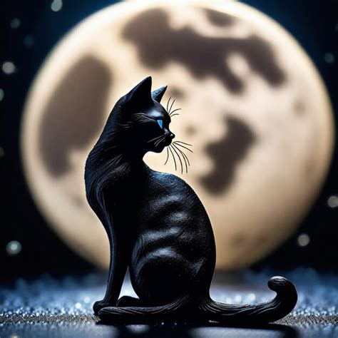 Premium Photo | Black cat on the background of the moon