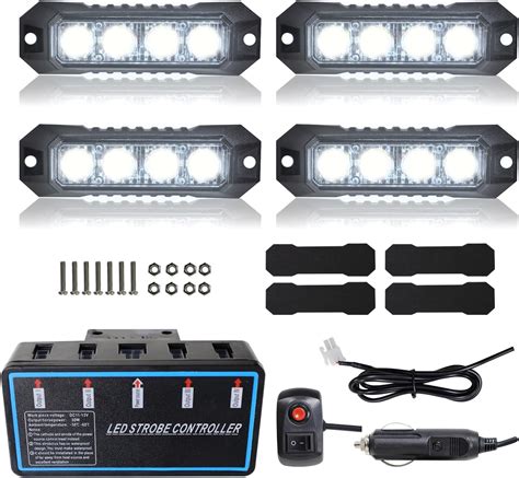 Adauris Led Emergency Strobe Lights 4 Led Strobe Lights For Trucks Emergency Lights