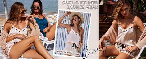 Ekouaer Satin Pajamas Women S Soft Sleepwear Lingerie Silk Cami Shorts Set Nightwear S Xxl At