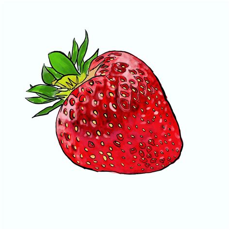 Strawberry Digital Painting Using Procreate Strawberry Drawing