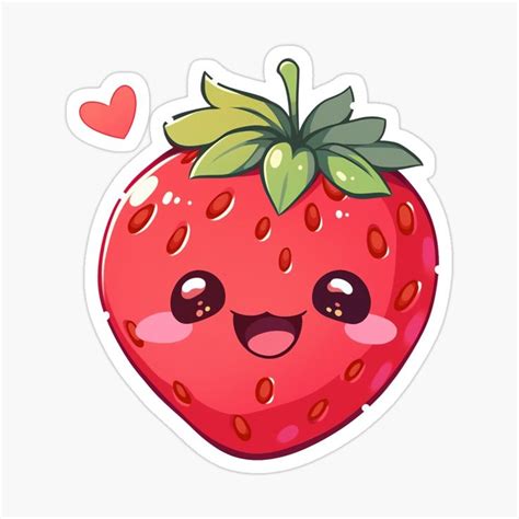 Cute Kawaii Strawberry Smiling By Cozykawaiiart Redbubble Cute