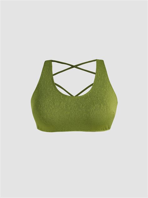 U Neckline Criss Cross Bracelet Bikini Top Curve Plus For Vacation