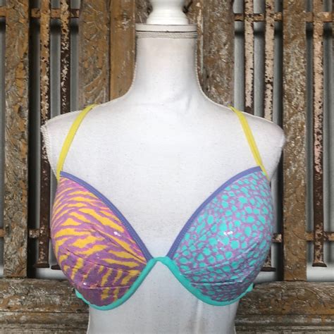 Victoria Secret Underwire Glitter Bikini Top 36 Dd Gem