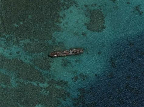 Pacific Wrecks Satellite View Of BRP Sierra Madre LT 57 Aground On