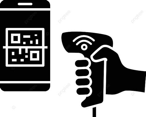 Qr Code Payment With Scanner Scanning Mobile Screen Glyph Icon Vector