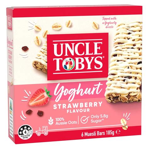 Uncle Tobys Yoghurt Topps Muesli Bar Strawberry 185g Box 6 Winc