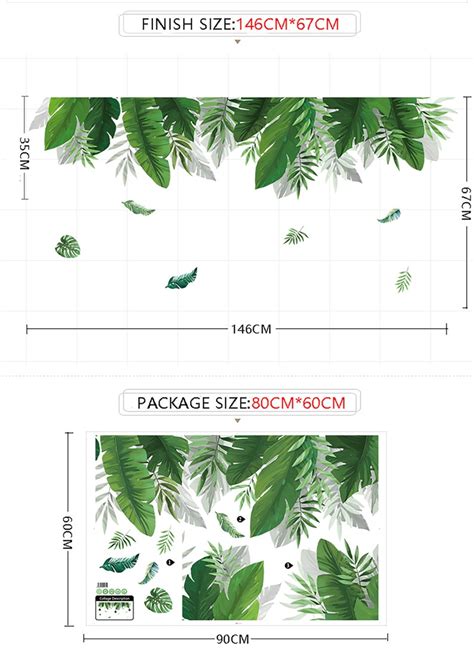 Tropical Plant Leaves Wall Stickers Can Remove Wall Paste Top Etsy