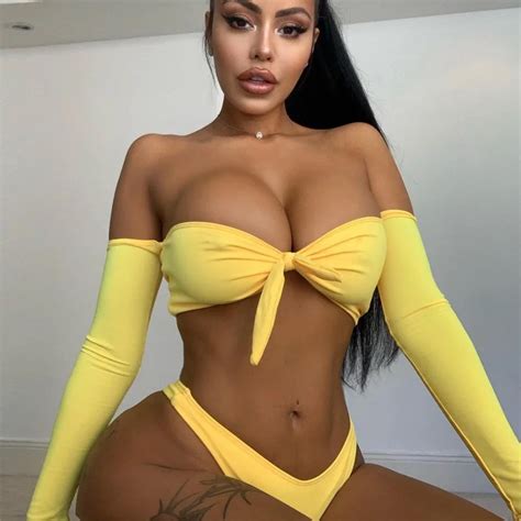 Bandeau Swimsuit With Long Sleeve Sexy Biquini Female Swimwear Women Thong Bikini Set Push