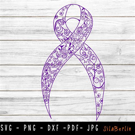 Purple Ribbon SVG, Cystic Fibrosis Svg, Awareness Ribbon Svg, Cystic ...