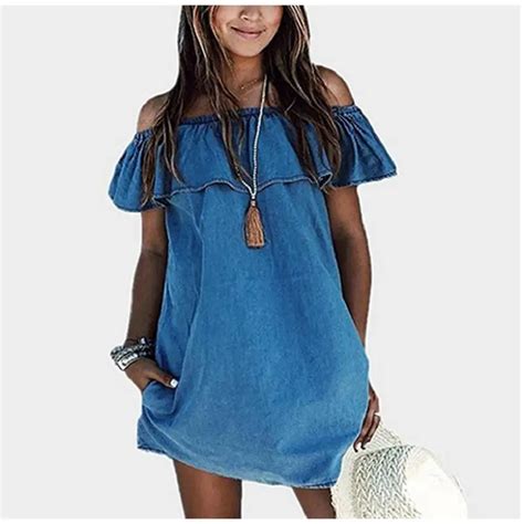 Buy Women Off Shoulder Strapless Imitation Denim