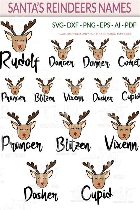 Reindeer Names SVG Bundle - Christmas Reindeers cut files