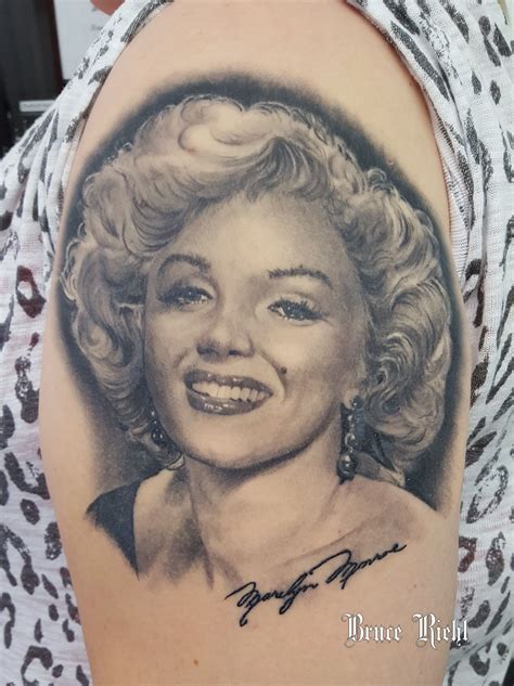 Realist Black And Grey Portrait Of Marilyn Monroe Tattoo By Bruce Riehl