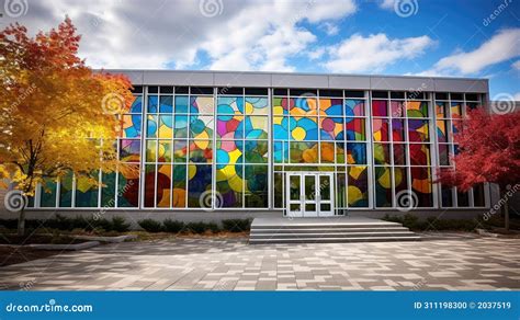 Modern Exterior Library Building Stock Illustration - Illustration of ...