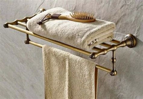 Antique Brass Wall Mounted Bathroom Towel Rail Holder Storage Rack