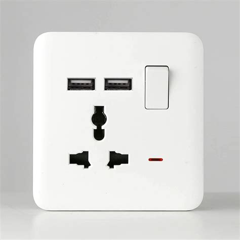 1 Gang MF Switched USB Socket With LED Indicator Wenzhou Hermano