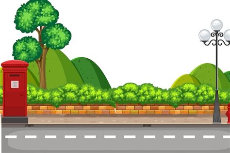 A Roadside Nature Scene Vector Premium Download