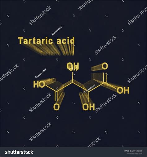 Tartaric Acid Structural Chemical Formula Gold