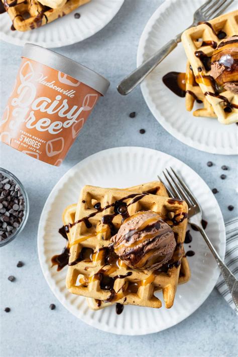 Chocolate Chip Waffles and Ice Cream (Dairy Free) - Simply Whisked