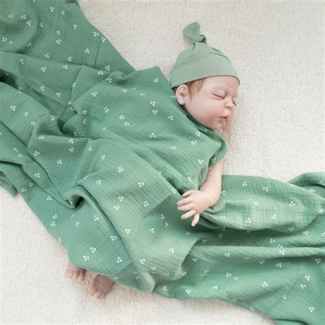 Softened Organic Cotton Muslin Baby Print Swaddle Blanket