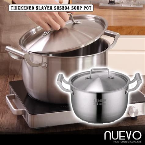 Thickened 5layer 304 Stainless Steel Soup Pot Stock Pot Induction