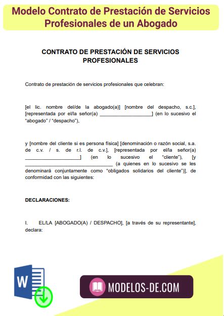 Modelos De Contrato De Prestación De Servicios En Word