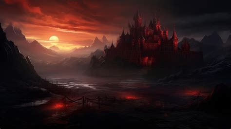 Premium AI Image | Castle Of Fire Hd Desktop Wallpaper With Dark ...